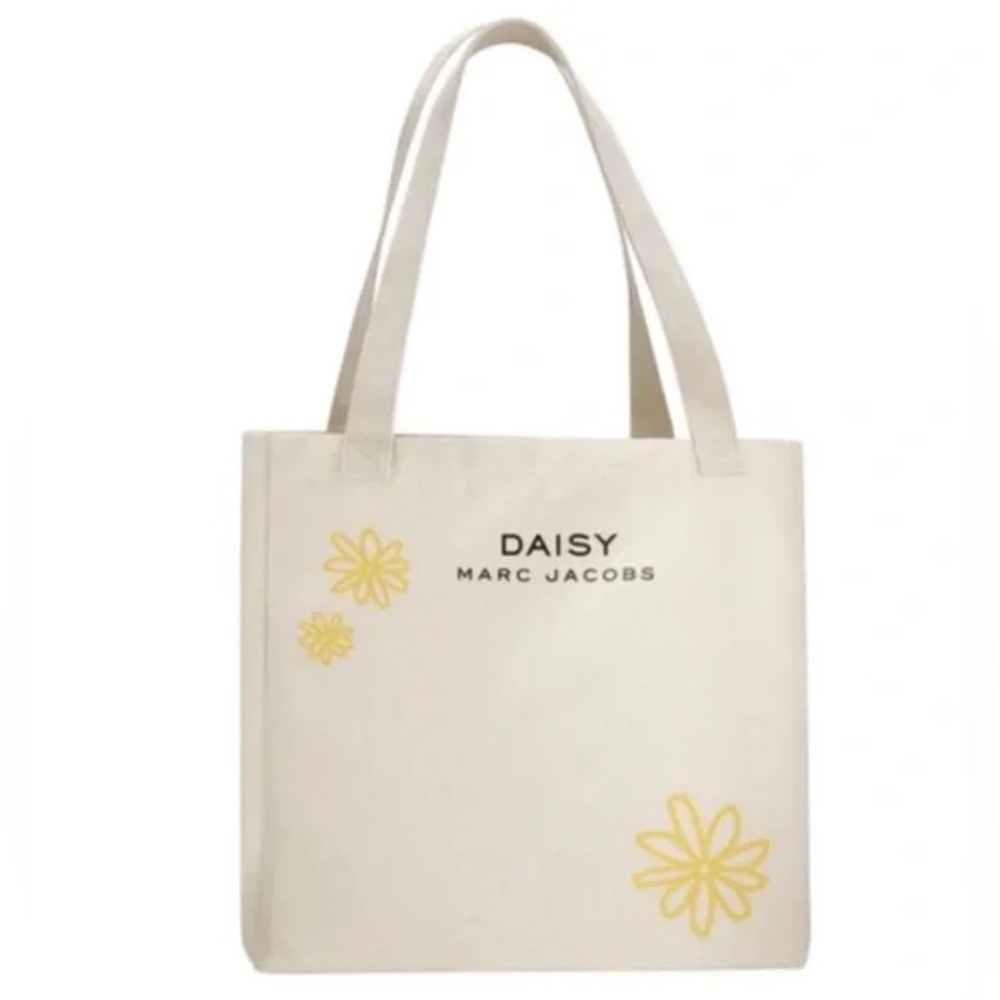 Marc Jacobs NYC Daisy Canvas Tote Shopper Handbag Beach Flowers Beige Bag